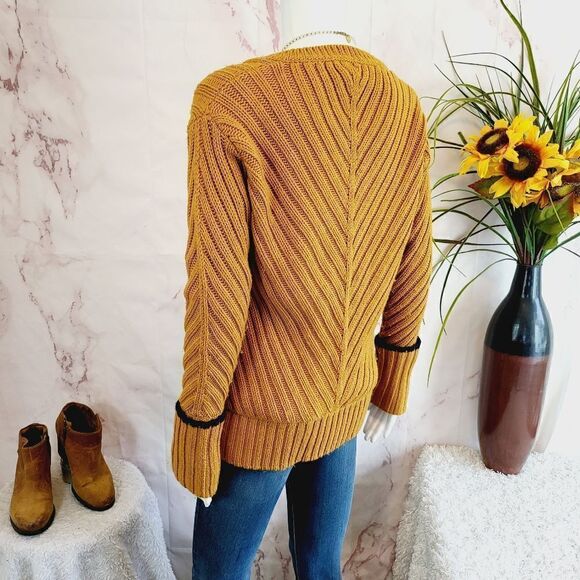 Jason Wu GREY super soft mustard yellow v neck sweater - Picture 6 of 8